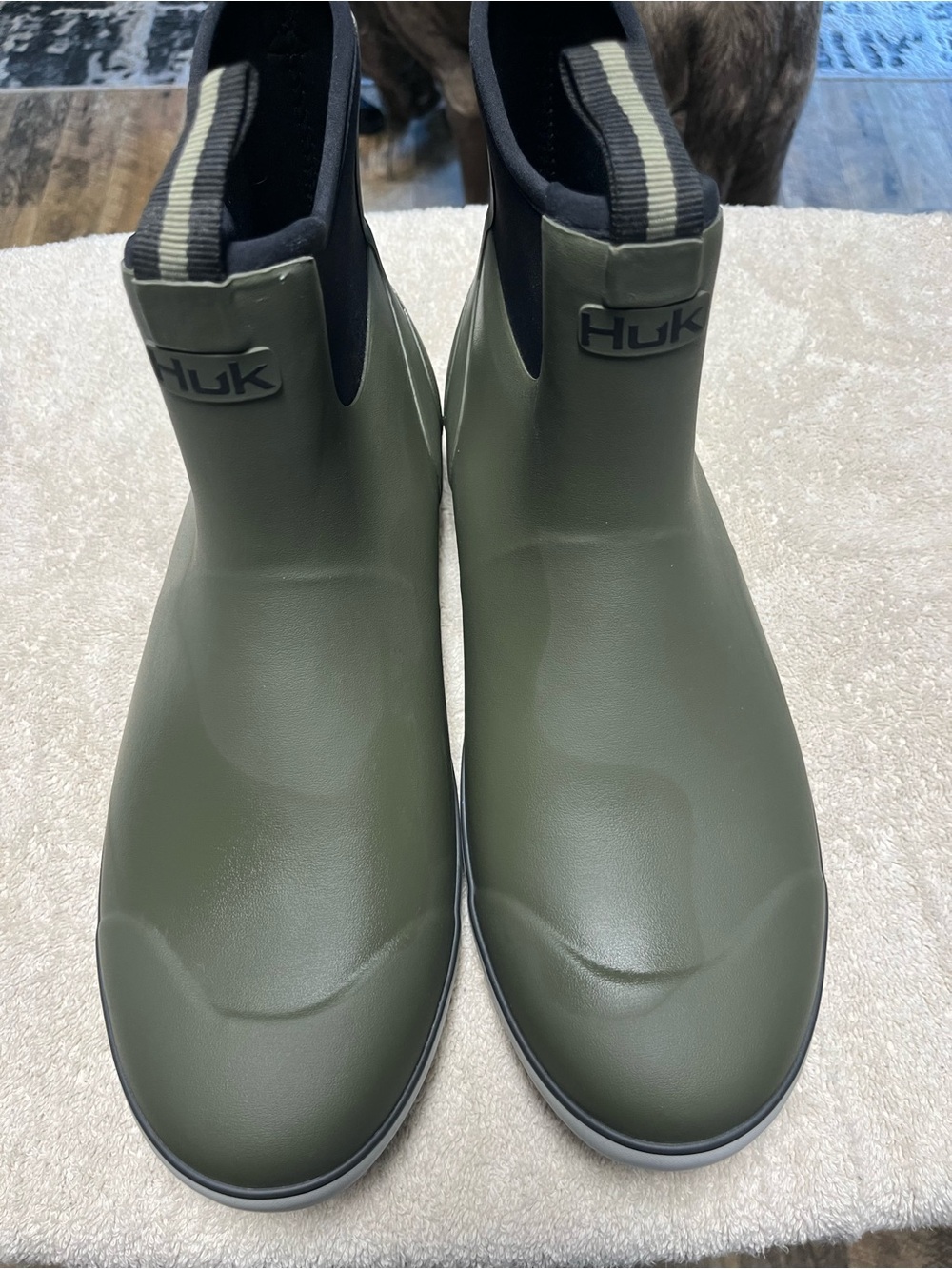 Huk Olive Green Waterproof Slip-On Rain & Snow Boots 13